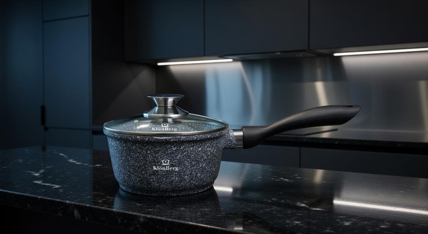 KLÖNBERG 2.5L Marble Non-Stick Saucepan with Lid – Induction Ready