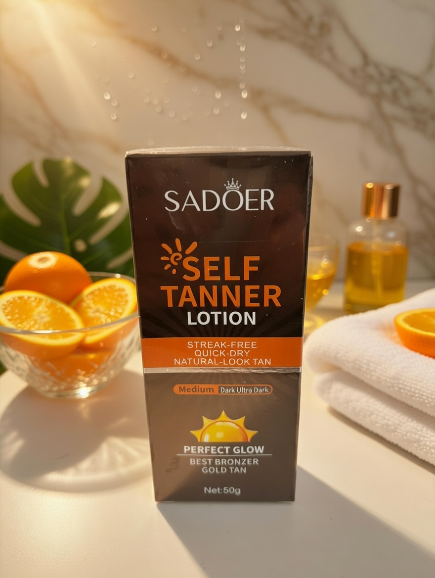 SADOER Self Tanner Lotion 50g – Streak‑Free Quick‑Dry Natural‑Look Tan | Medium to Ultra Dark Glow