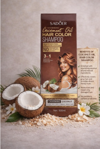 SADOER Coconut Oil Hair Color Shampoo – 3in1 Nourish, Color & Shine