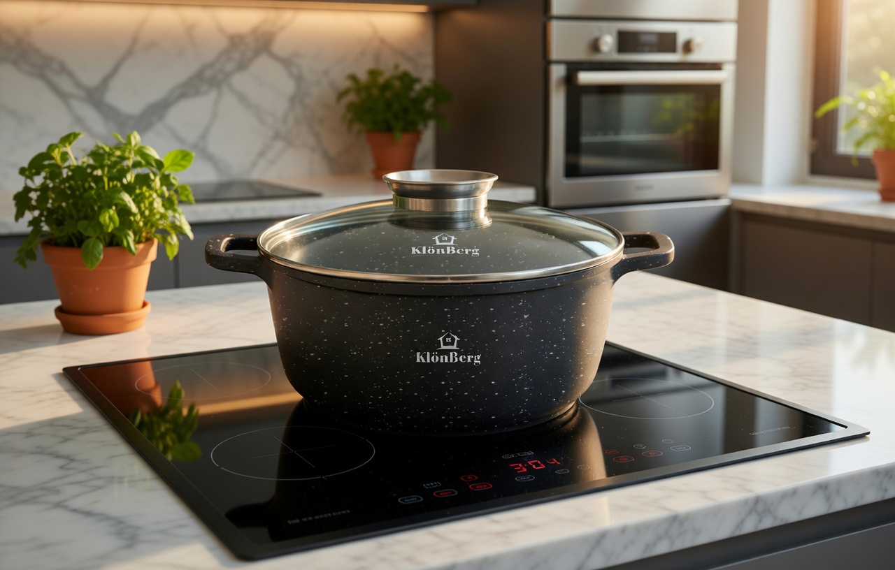 16cm Cast Aluminum Non-Stick Pot with Lid – Induction & Oven Safe 1.3L
