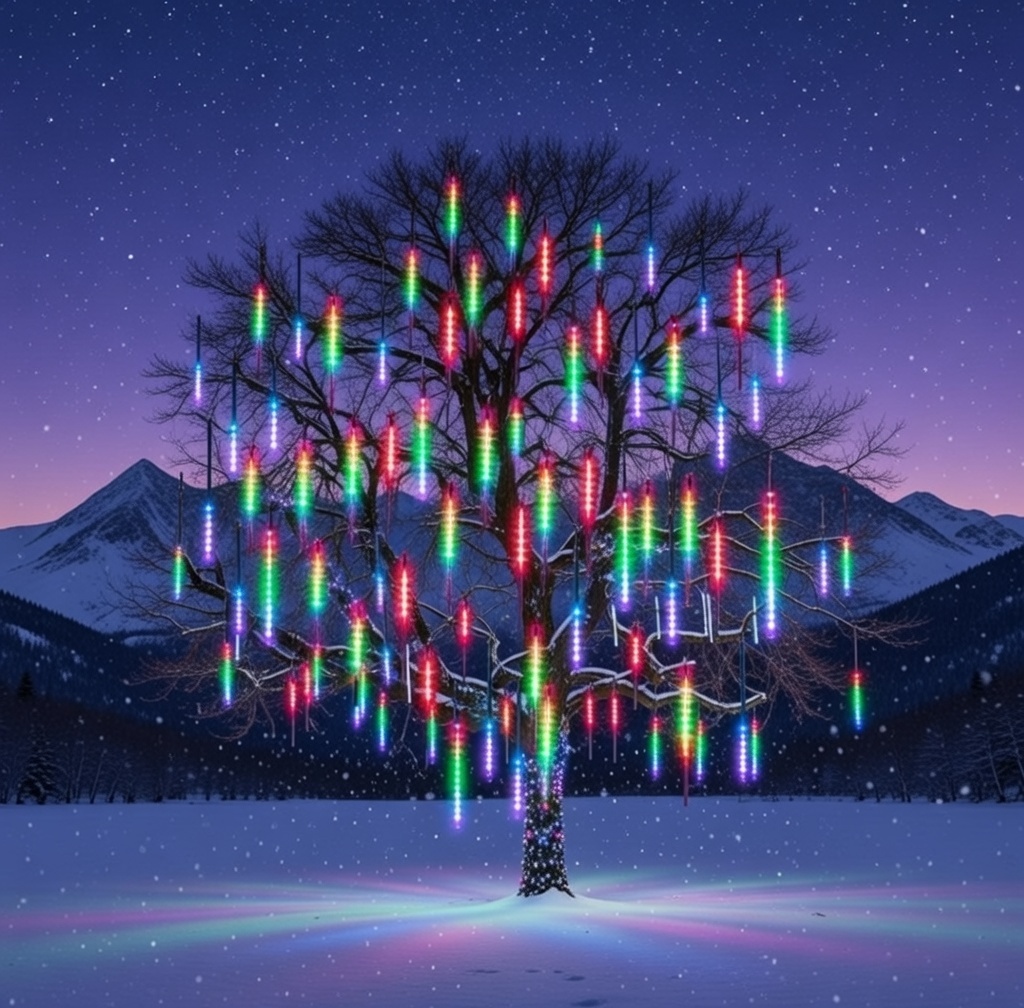 LED Meteor Rain RGB Lights 4m – 8 Sticks Christmas Decoration