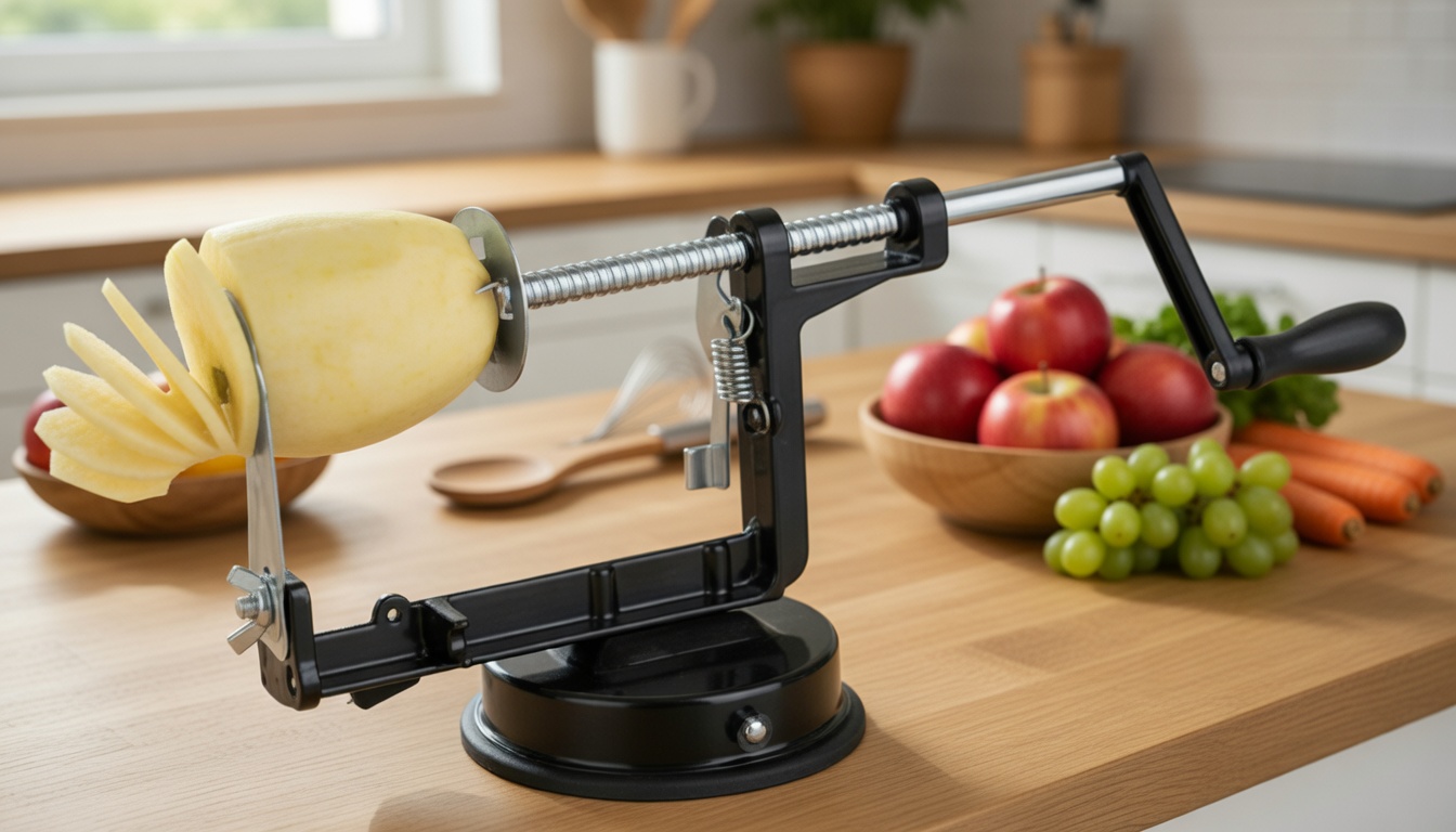 Brunbeste Curly Fries Machine – Durable Metal Spiral Vegetable Cutter with Suction Base