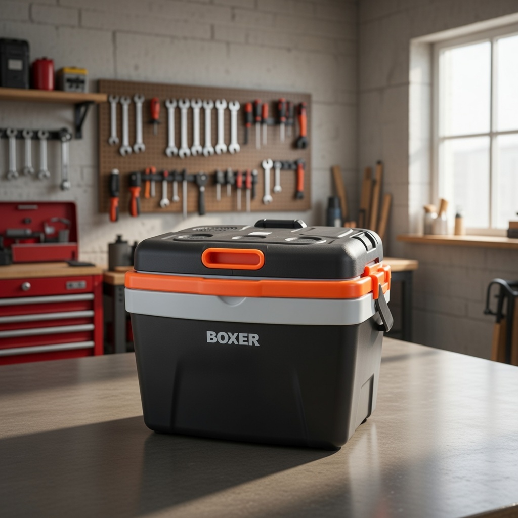 BOXER BX‑3414 Thermoelectric Cooler – Portable Electric Travel Cooler with Ventilated Lid & Sturdy Carry Handle