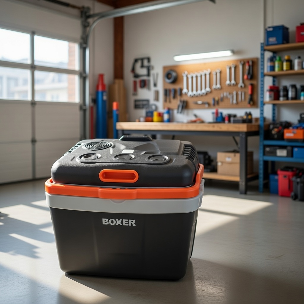BOXER BX‑3414 Thermoelectric Cooler – Portable Electric Travel Cooler with Ventilated Lid & Sturdy Carry Handle