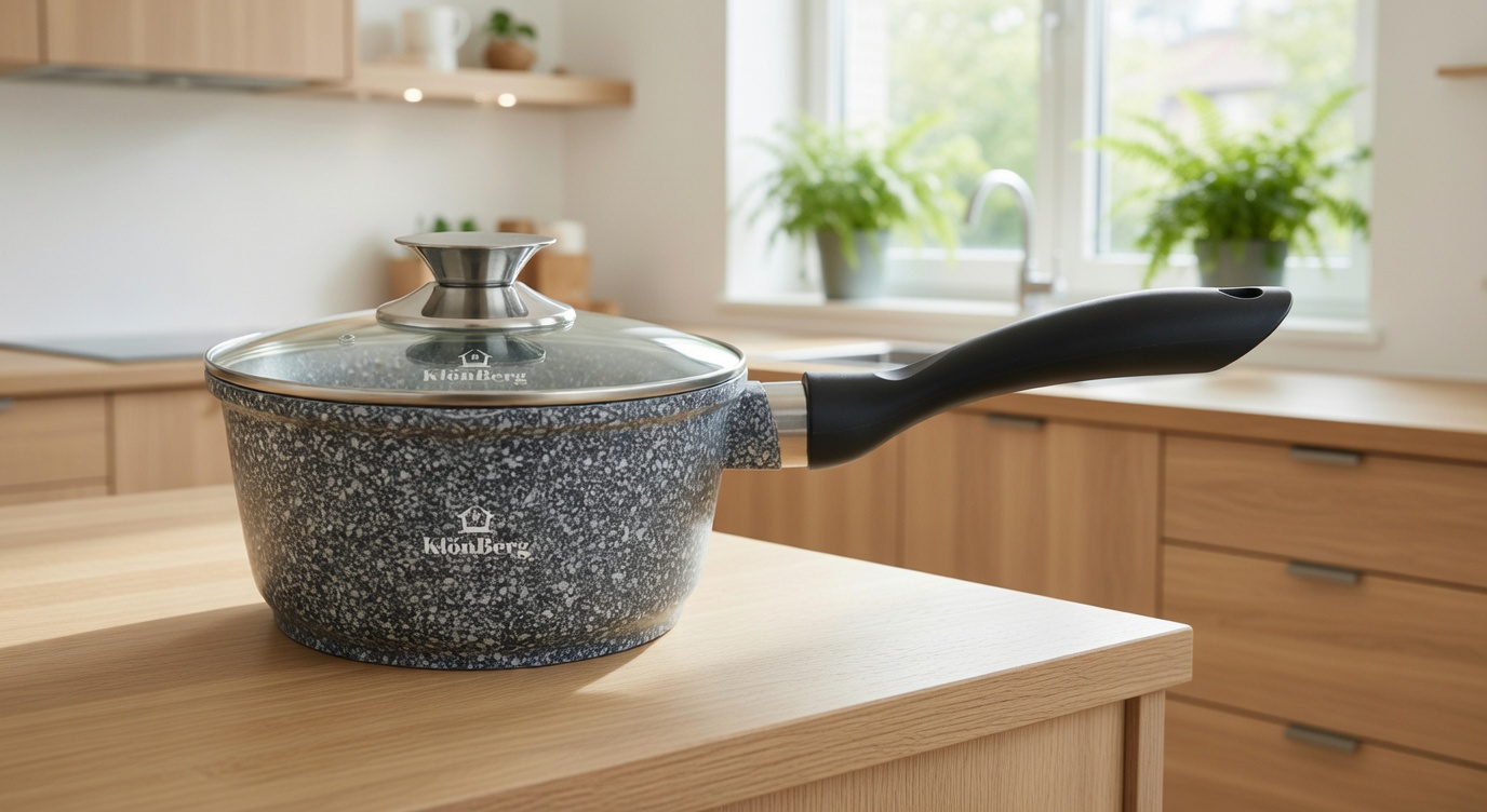 KLÖNBERG 2.5L Marble Non-Stick Saucepan with Lid – Induction Ready