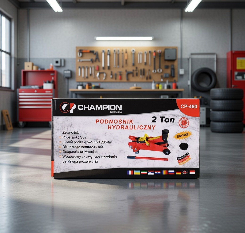 CHAMPION Germany CP‑480 Hydraulic Jack | 2‑Ton Capacity | 140–290 mm Lift Range | Heavy‑Duty Car Jack