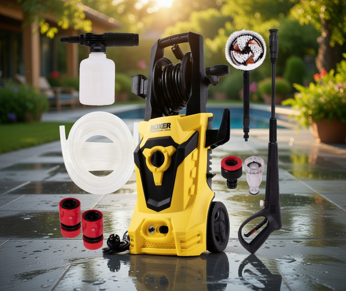BOXER BX114 High Pressure Washer 2800W – Induction Motor | Hose Reel | IPX5 Waterproof