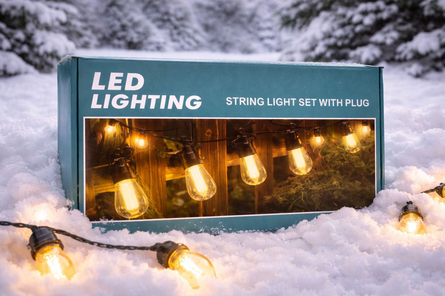 LED String Light Set – 10 Warm White Bulbs, 10 m Length, Indoor Use, Mains Powered