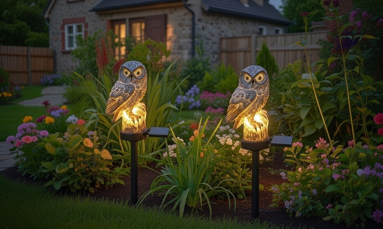 Solar LED Owl Garden Lamp with Twilight Sensor – Waterproof Decorative Outdoor Light