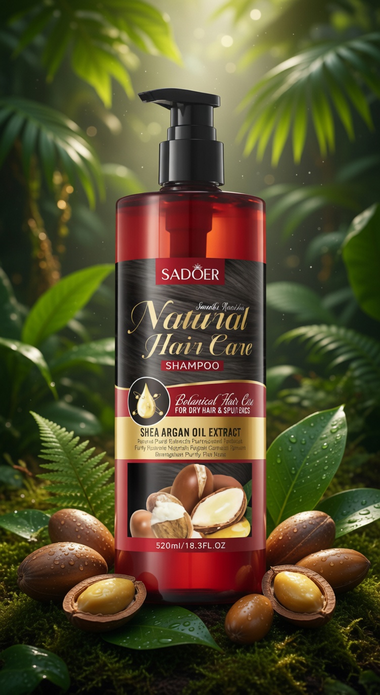 SADÖER Smooth & Moisturize Shampoo – Shea & Argan Oil for Dry Hair & Split Ends