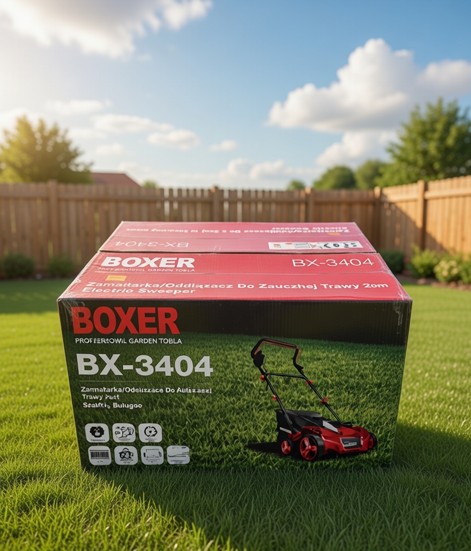 BOXER BX‑3404 Electric Sweeper/Vacuum for Artificial Grass – 2‑in‑1 Garden Cleaning Tool with Adjustable Height & Collection Bag