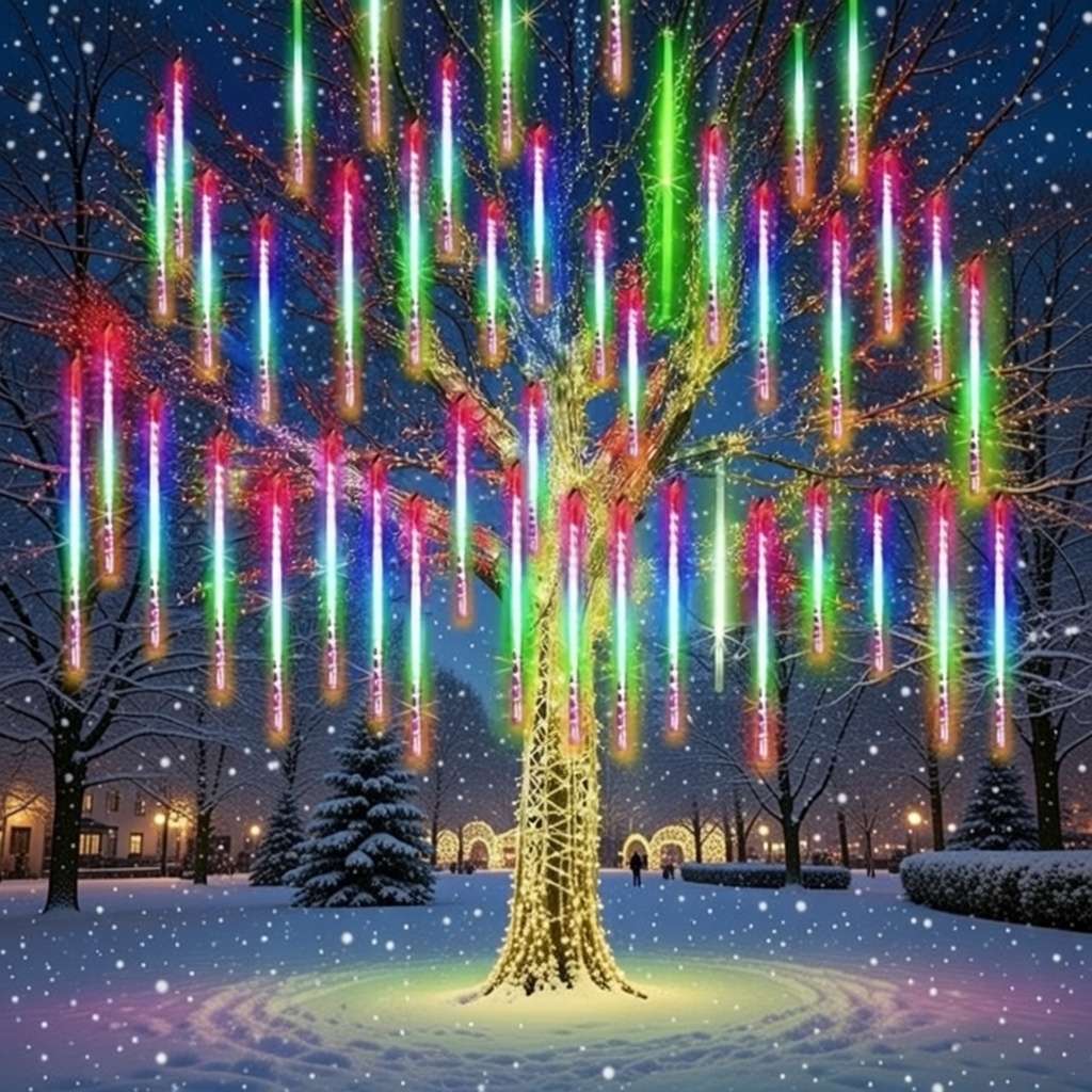 LED Meteor Rain RGB Lights 4m – 8 Sticks Christmas Decoration