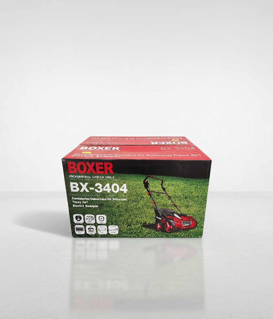 BOXER BX‑3404 Electric Sweeper/Vacuum for Artificial Grass – 2‑in‑1 Garden Cleaning Tool with Adjustable Height & Collection Bag