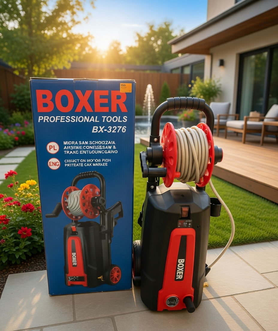 BOXER BX‑3276 High‑Pressure Car Washer – Induction Motor | Compact Washer with Hose Reel
