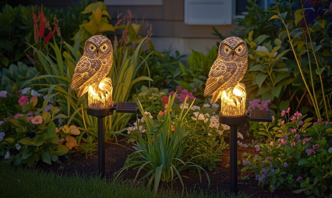 Solar LED Owl Garden Lamp with Twilight Sensor – Waterproof Decorative Outdoor Light