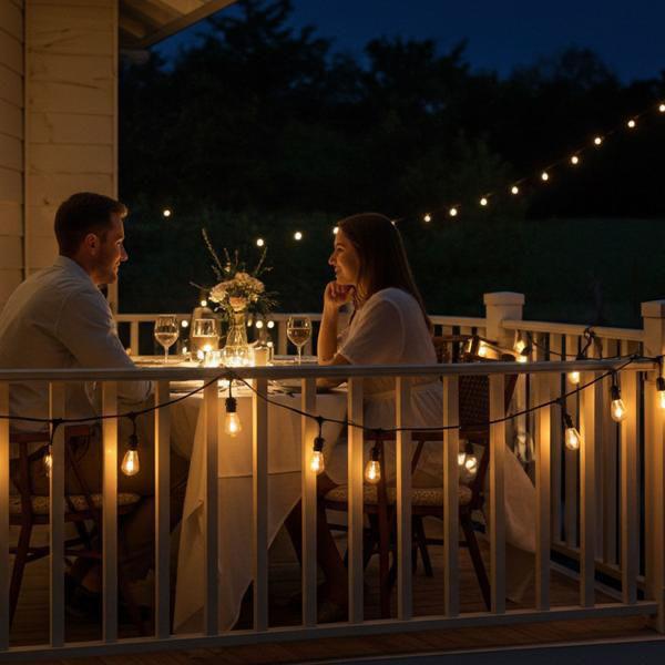 LED String Light Set – 10 Warm White Bulbs, 10 m Length, Indoor Use, Mains Powered