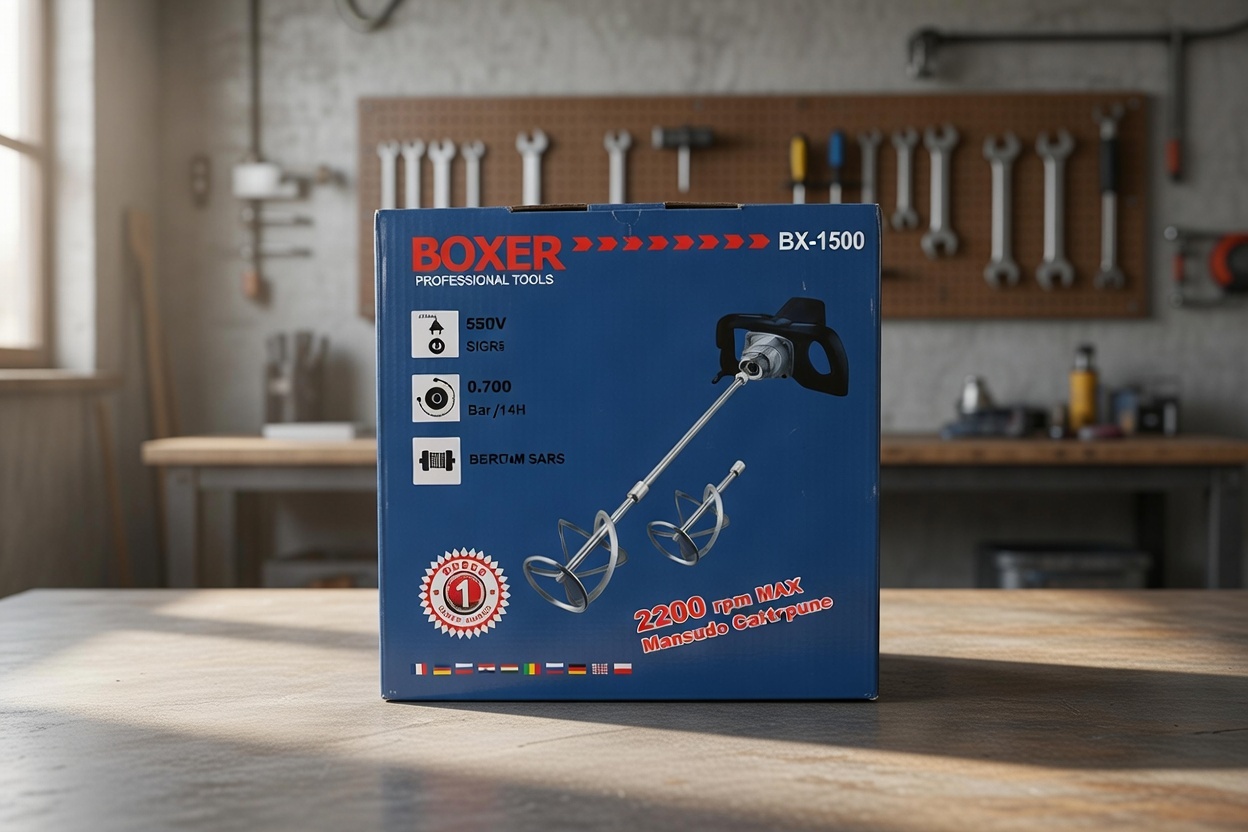 BOXER BX‑1500 | 3200W Electric Mixing Machine | Variable Speed 0–700 RPM | Dual Paddles for Paint, Cement & Plaster