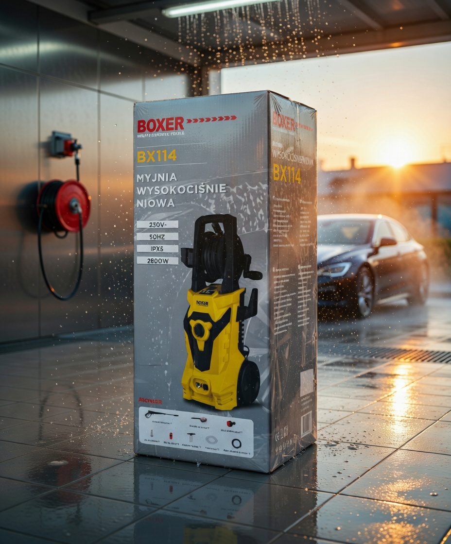 BOXER BX114 High Pressure Washer 2800W – Induction Motor | Hose Reel | IPX5 Waterproof