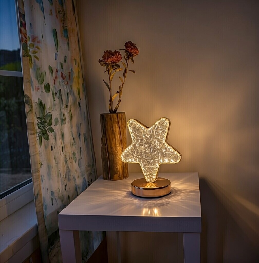 Crystal Star LED Table Night Light – RGB USB Rechargeable