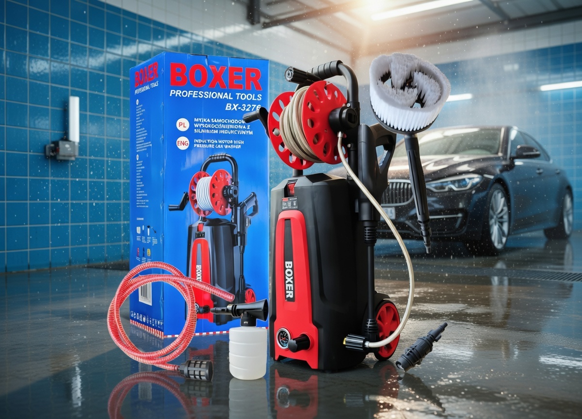 BOXER BX‑3276 High‑Pressure Car Washer – Induction Motor | Compact Washer with Hose Reel