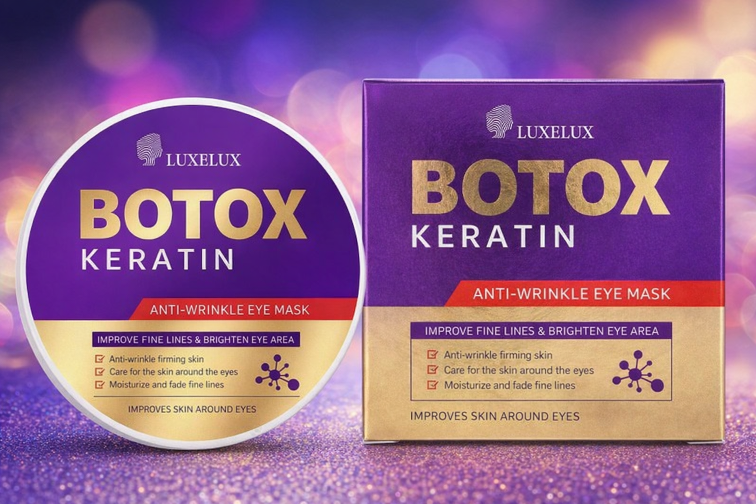 LUXELUX Botox Keratin Eye Pads – Intensive Anti-Wrinkle, Firming & Brightening Under-Eye Treatment
