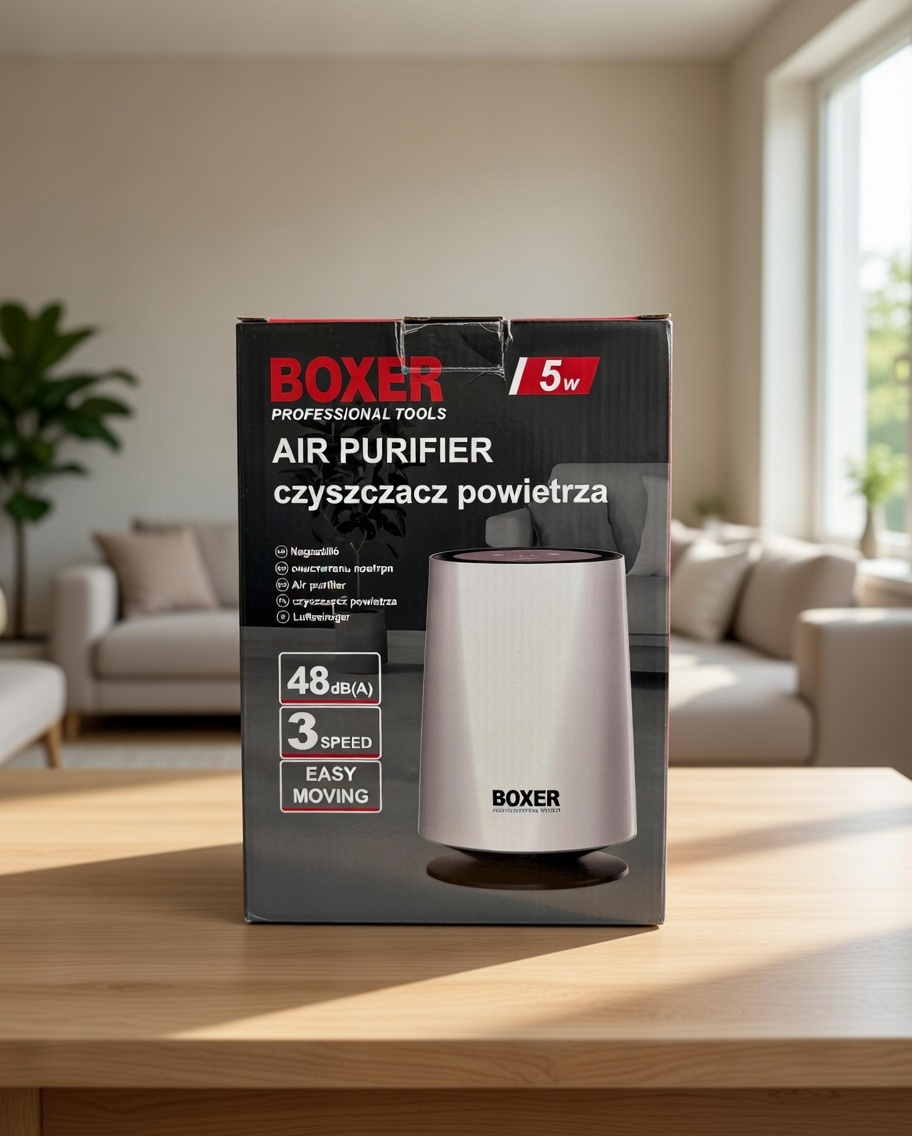 BOXER BX‑5L Air Purifier – 3‑Stage Filtration, Sleep Mode & Touchscreen Control | 48 dB Quiet Operation