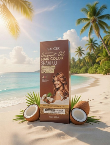 SADOER Coconut Oil Hair Color Shampoo – 3in1 Nourish, Color & Shine