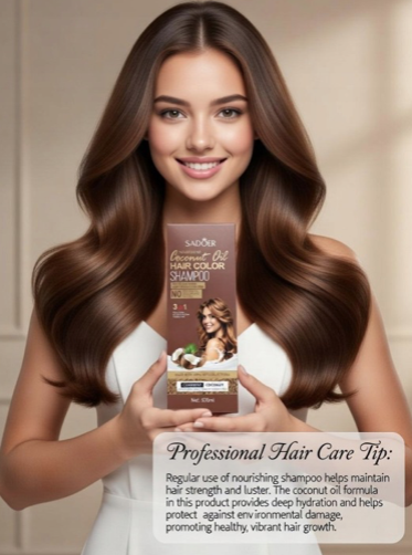 SADOER Coconut Oil Hair Color Shampoo – 3in1 Nourish, Color & Shine