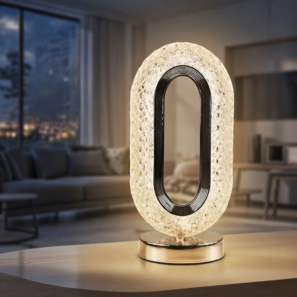 Arkit Oval Crystal Night Lamp – LED Dimmable Bedside & Home Décor Light