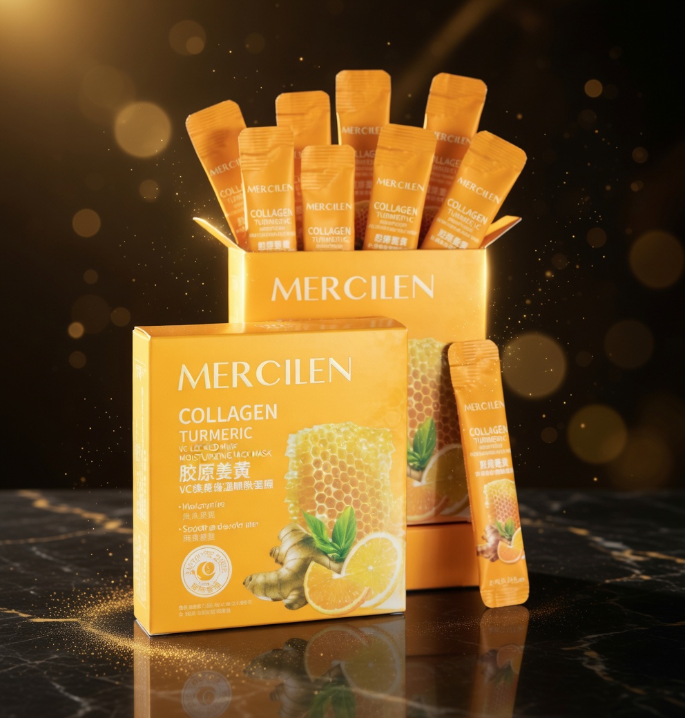 MERCILEN Collagen Turmeric Face Mask – Brightening & Hydrating (20pcs)