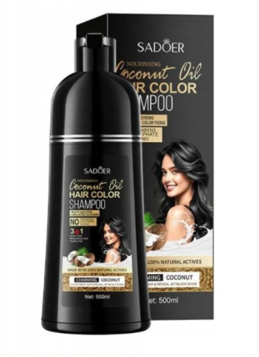 Coconut Black Coloring Shampoo – Instant Hair Dye with Natural Oils & Ammonia-Free Formula