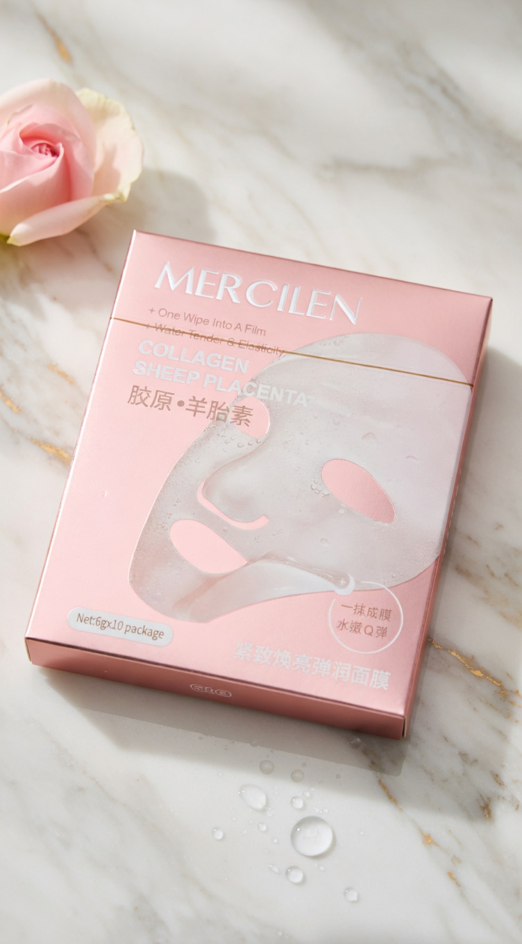 MERCILEN Placenta Collagen Face Mask Sachets – Anti-Wrinkle & Firming Care