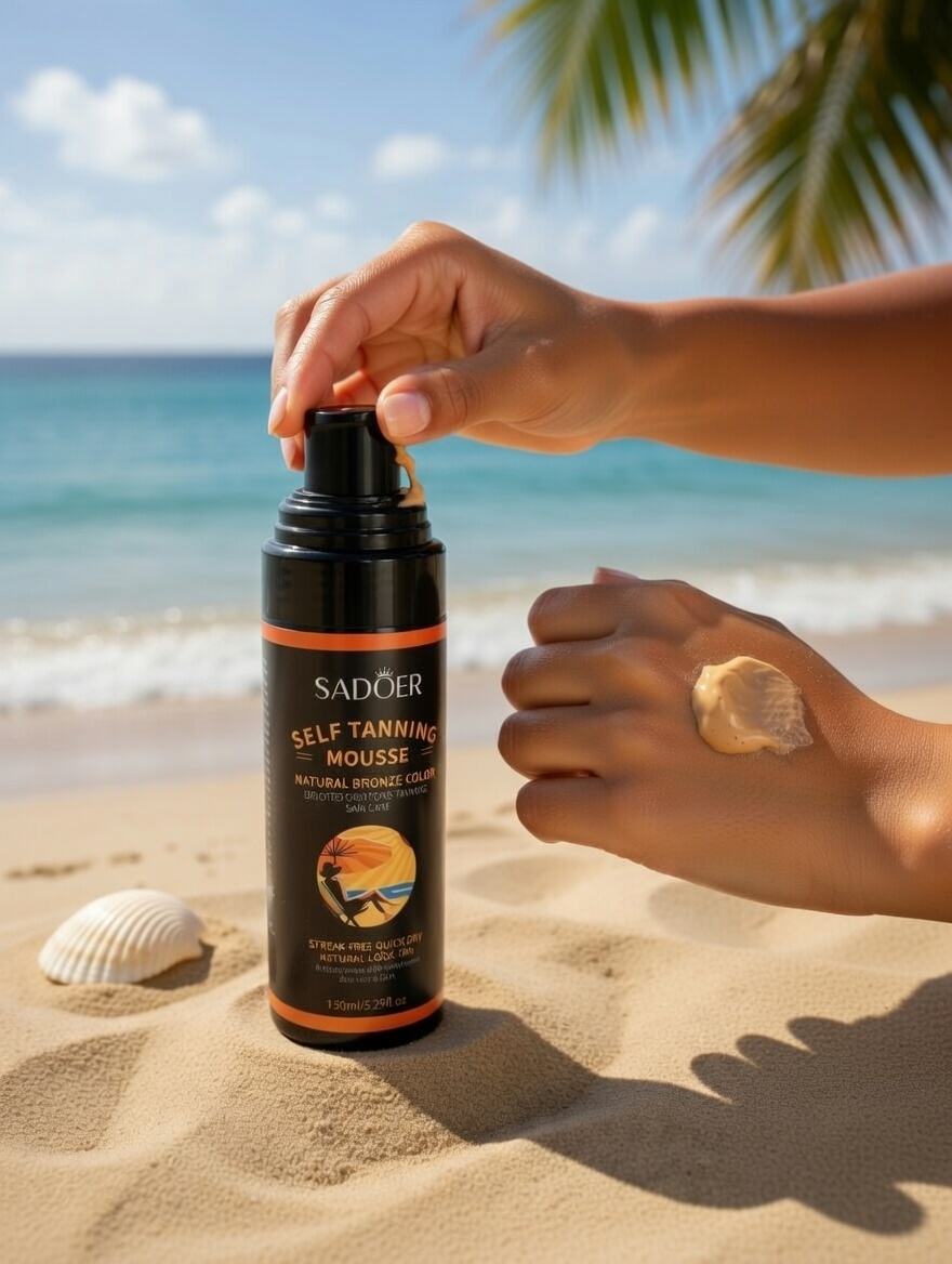SADOER Self Tanning Mousse 150ml – Natural, Sun‑Free Golden Tan | Fast-Drying & Streak-Free
