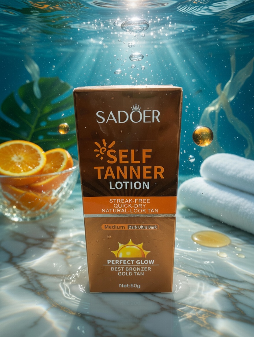 SADOER Self Tanner Lotion 50g – Streak‑Free Quick‑Dry Natural‑Look Tan | Medium to Ultra Dark Glow