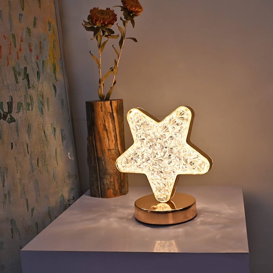 Crystal Star LED Table Night Light – RGB USB Rechargeable