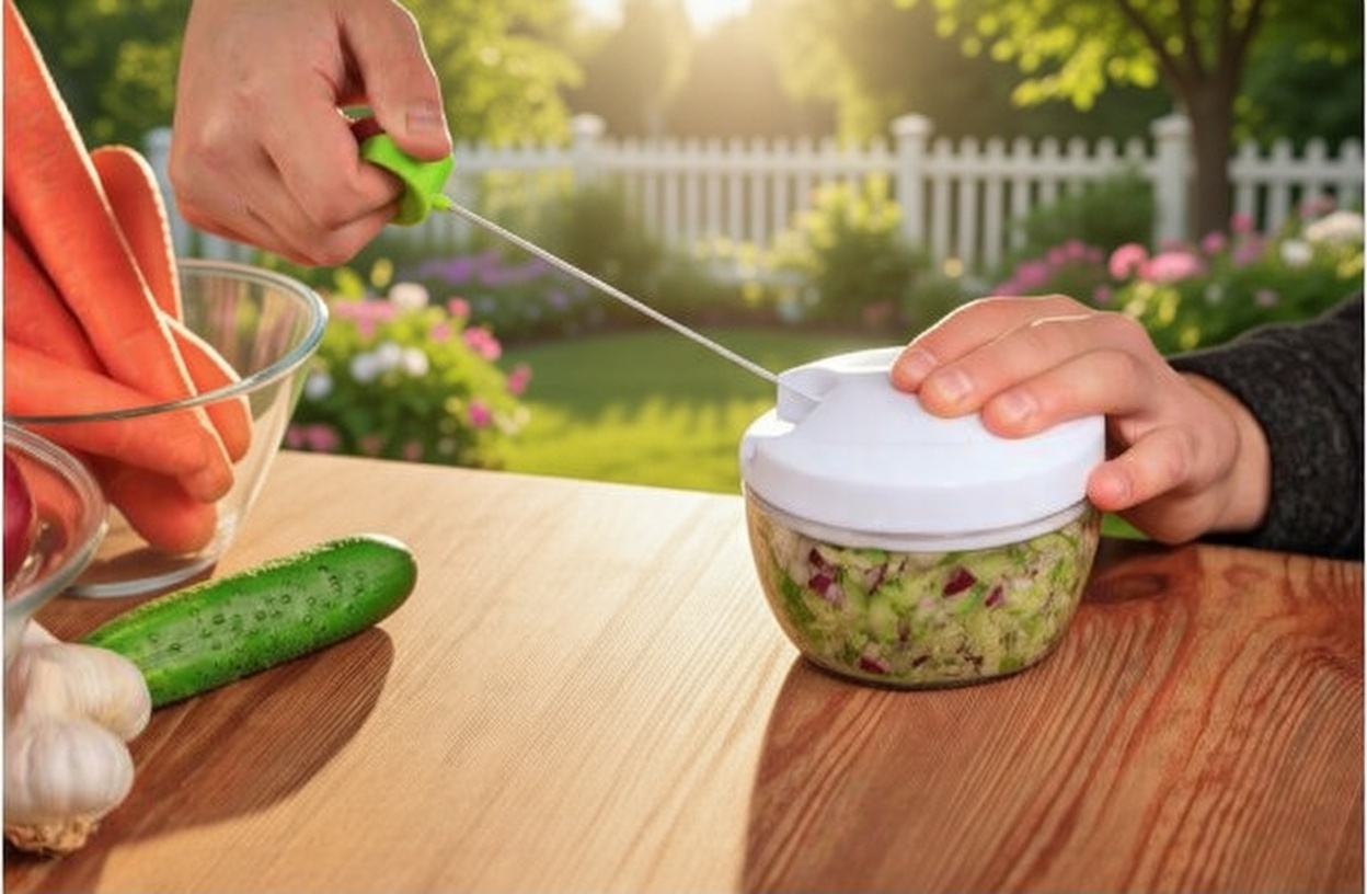 Manual Pull‑String Chopper (Multicolor) – Quick Veggie & Nut Mincer