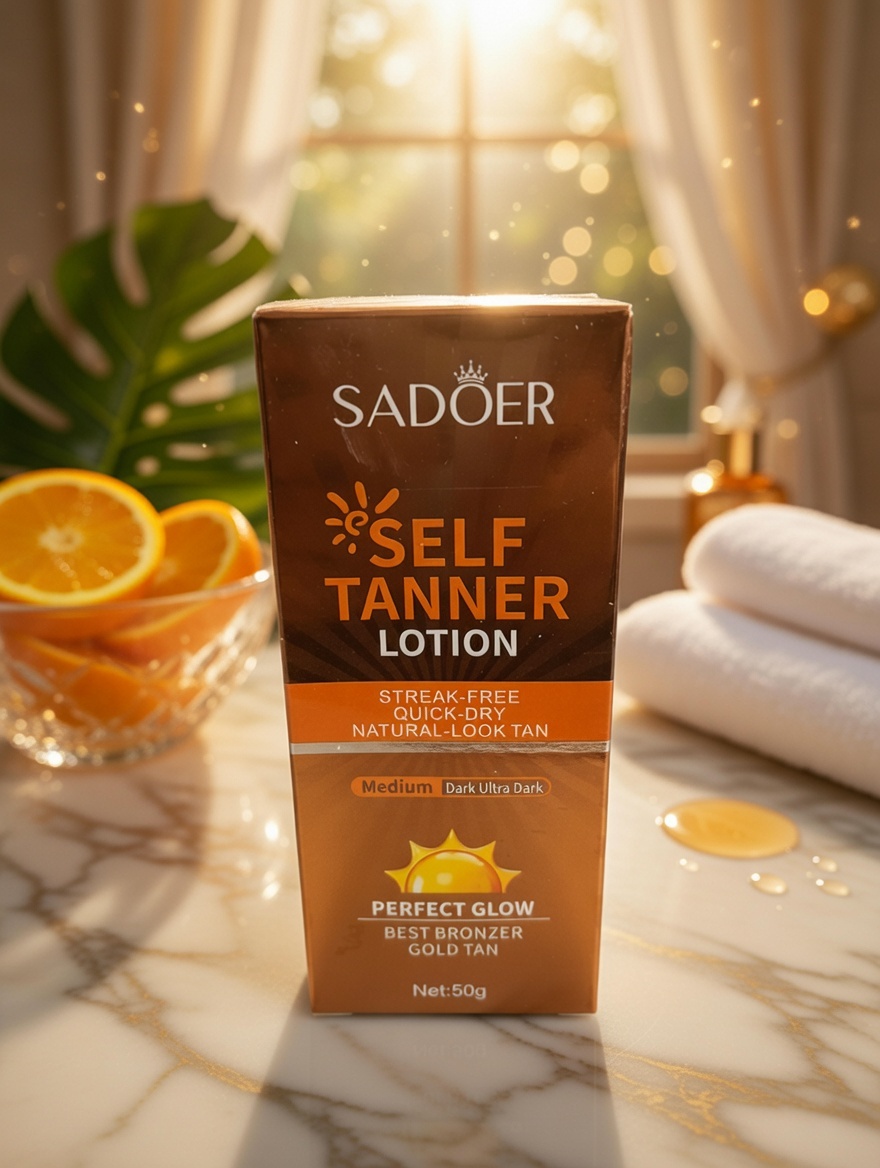 SADOER Self Tanner Lotion 50g – Streak‑Free Quick‑Dry Natural‑Look Tan | Medium to Ultra Dark Glow