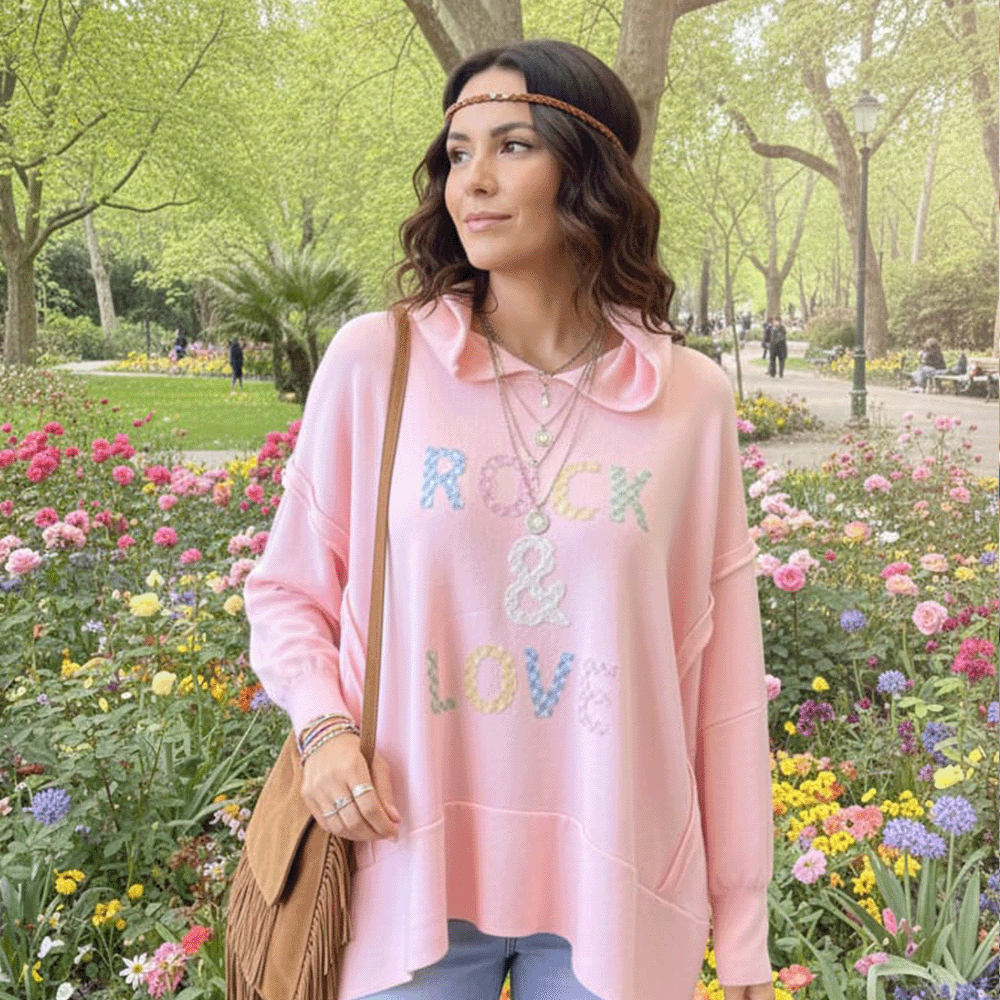 Sudadera Rosa "Rock & Love"