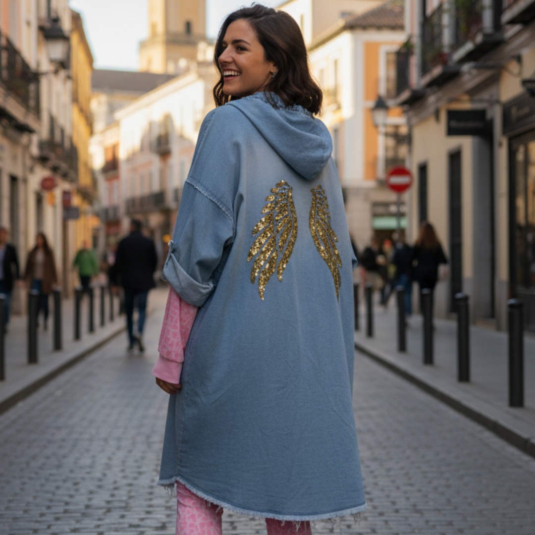 Abrigo Vaquero con Alas de Lentejuelas