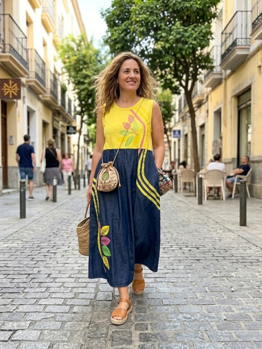 Vestido Bohemio Amarillo y Azul