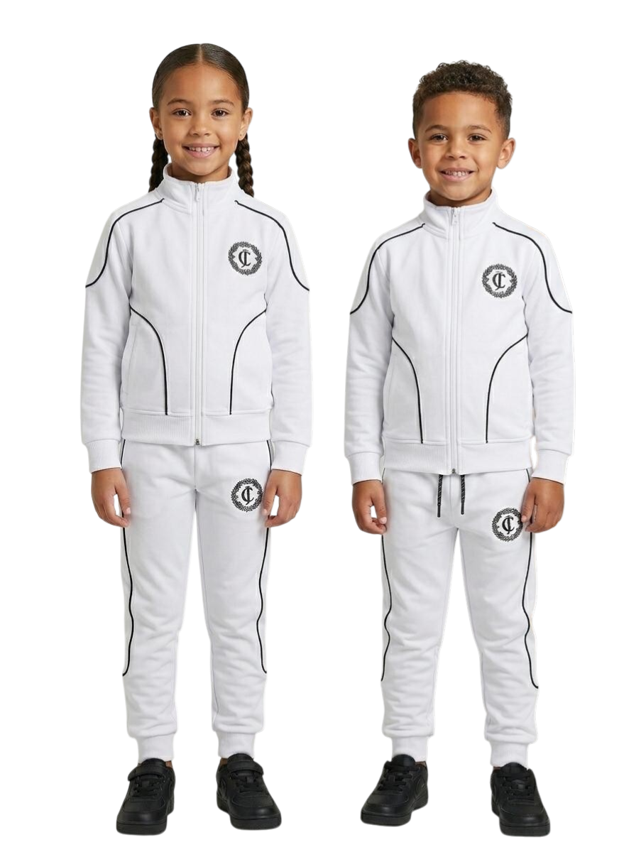 Kids White Tracksuit Set
