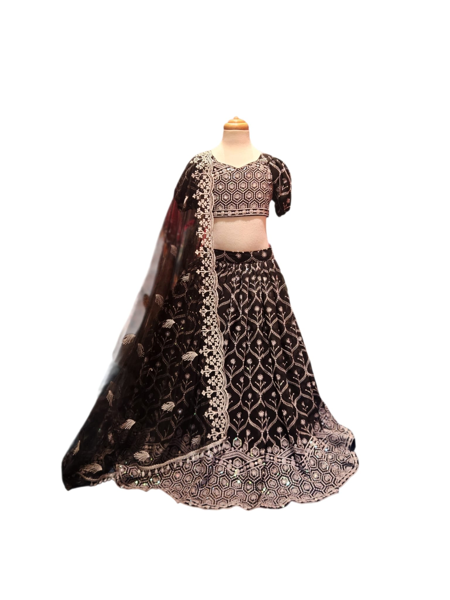 Embroidered Black Lehenga Set