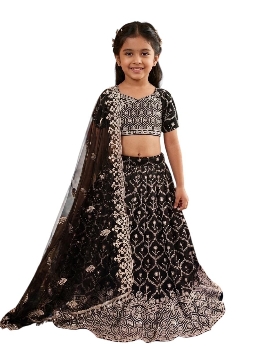 Embroidered Black Lehenga Set
