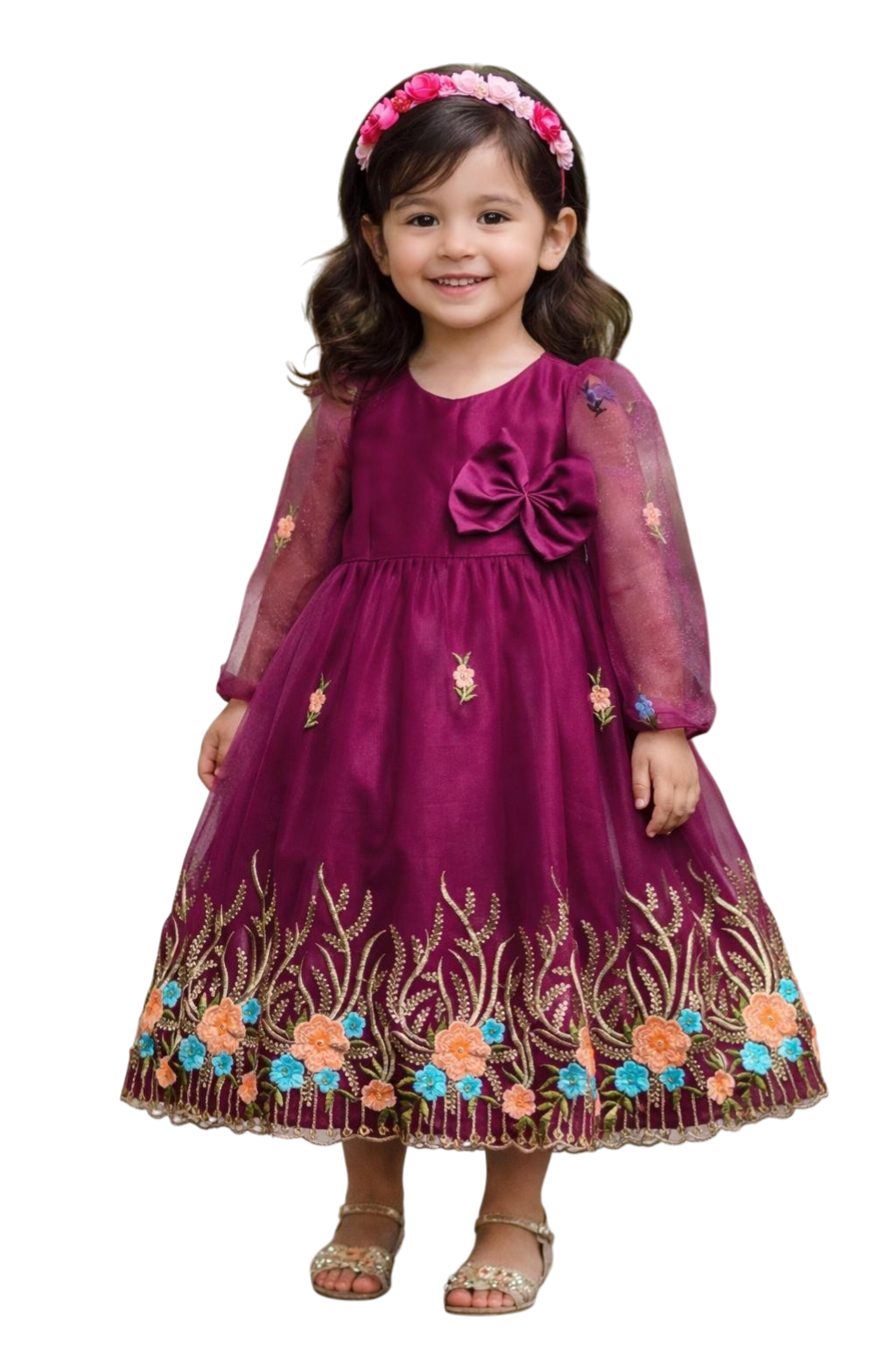 Kids net flowral dress