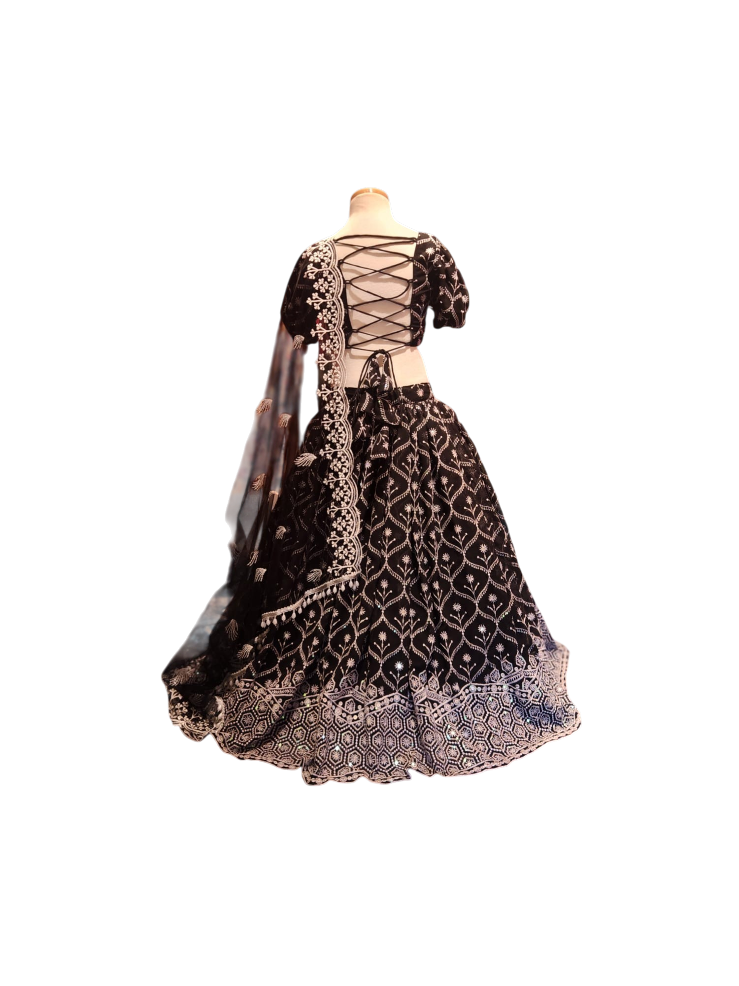 Embroidered Black Lehenga Set