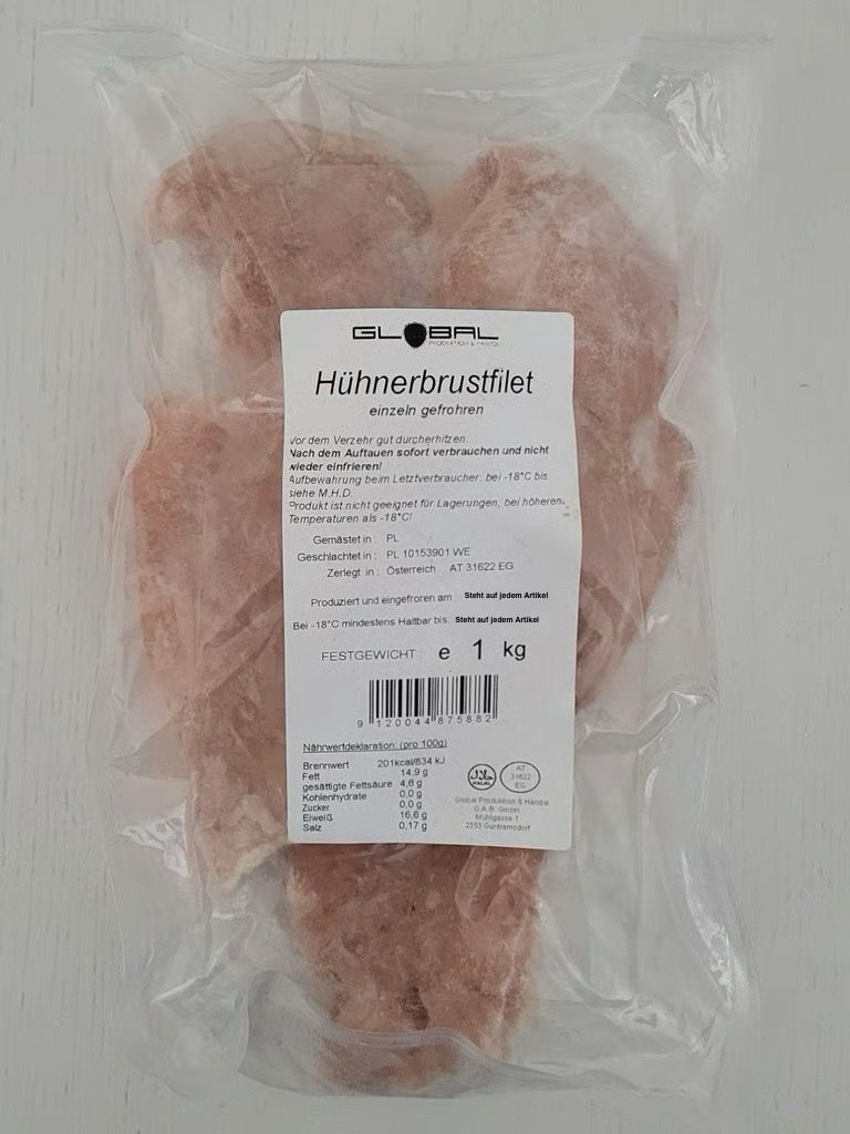  1007 Hühnerbrustfilet - 1kg vac. pack.TK
