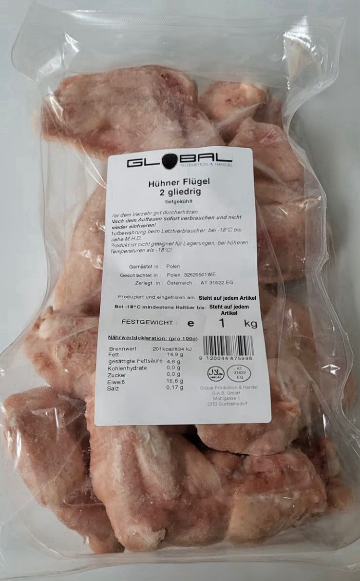  1011 Hühnerflügel 2 gliedrig 1kg vac.pack.TK