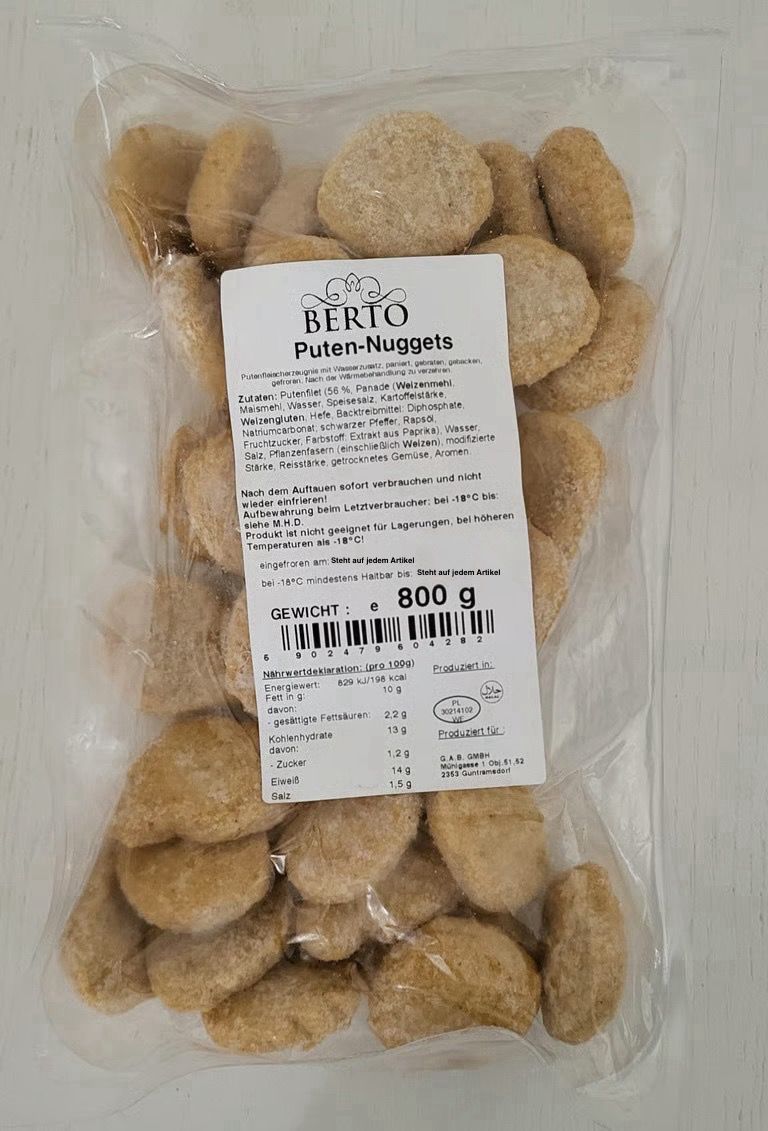 1005 Berto Puten-Nuggets 800g/Pckg.