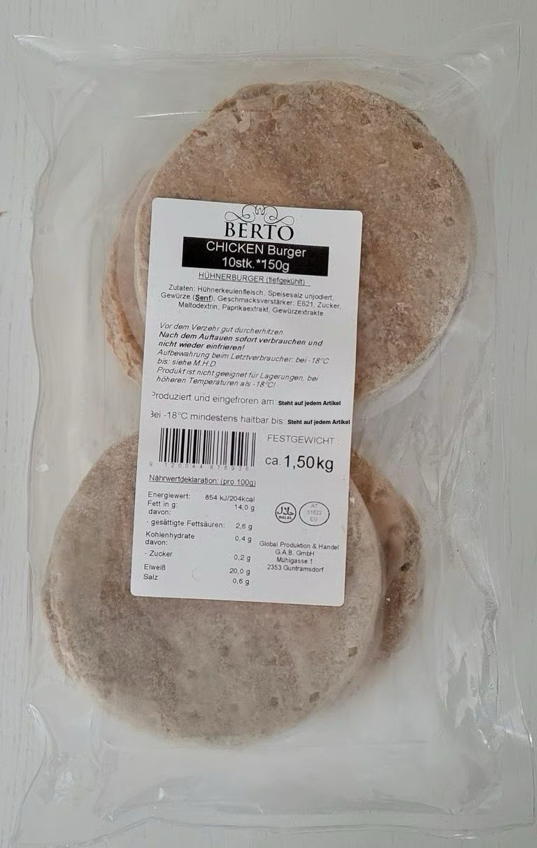 1003 Chicken Burger 150g * 10Stk./ Pckg.