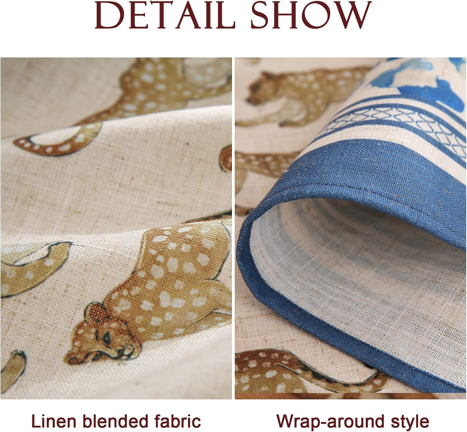 Designer Leopard Animal Linen Small Table Cloth for Square Table,Vintage Breathable Soft Tablecloth,Dacorative Cover for Kitchen Dining,Holiday,Christmas,Thanksgiving,55"x55"-from